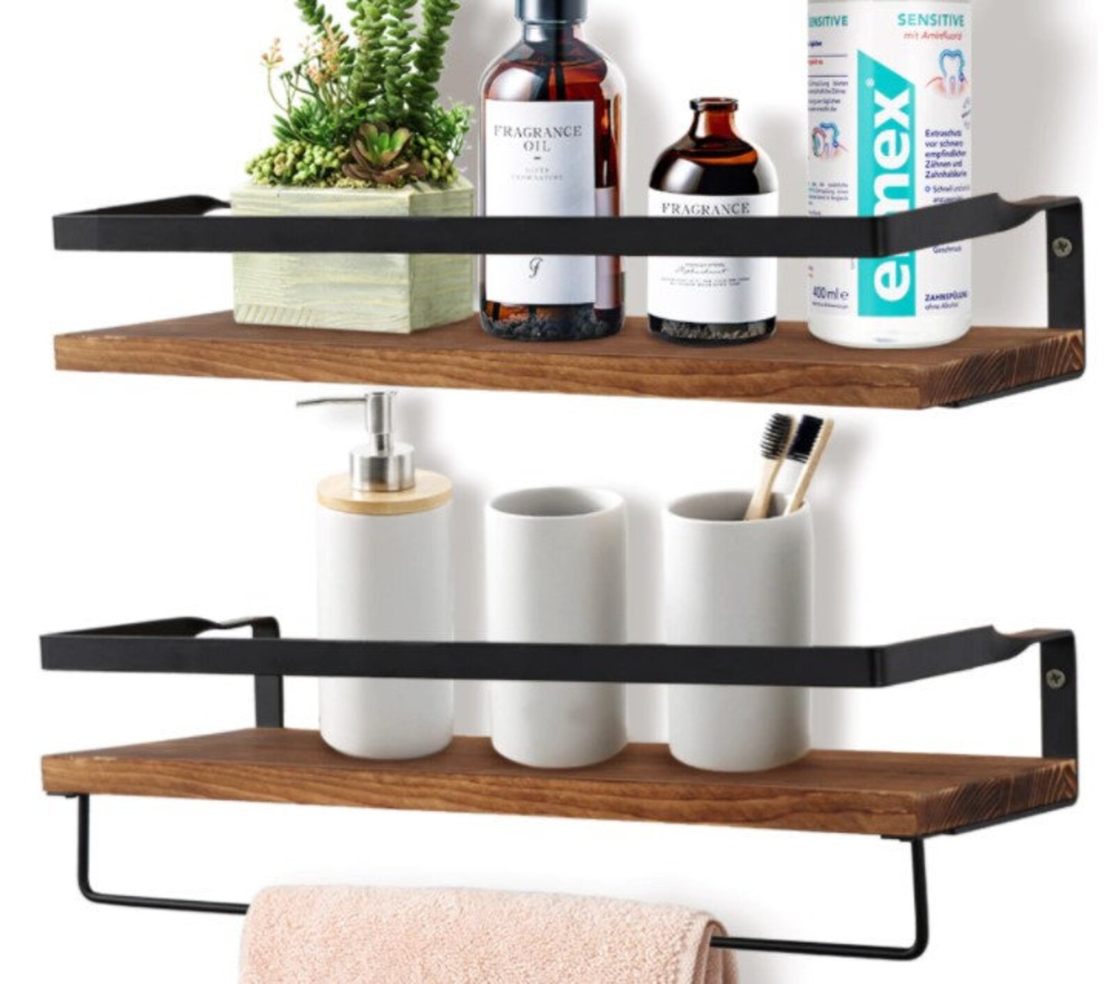 Wooden Wall Shelf Handmade Wood and Iron Decorative Etsy