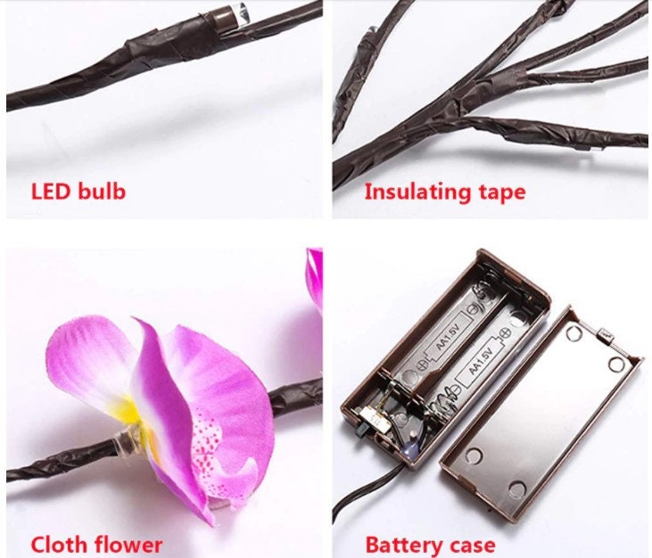 Orchid Lights Tree Cute Table Lamp Orchids Led Lamps Etsy