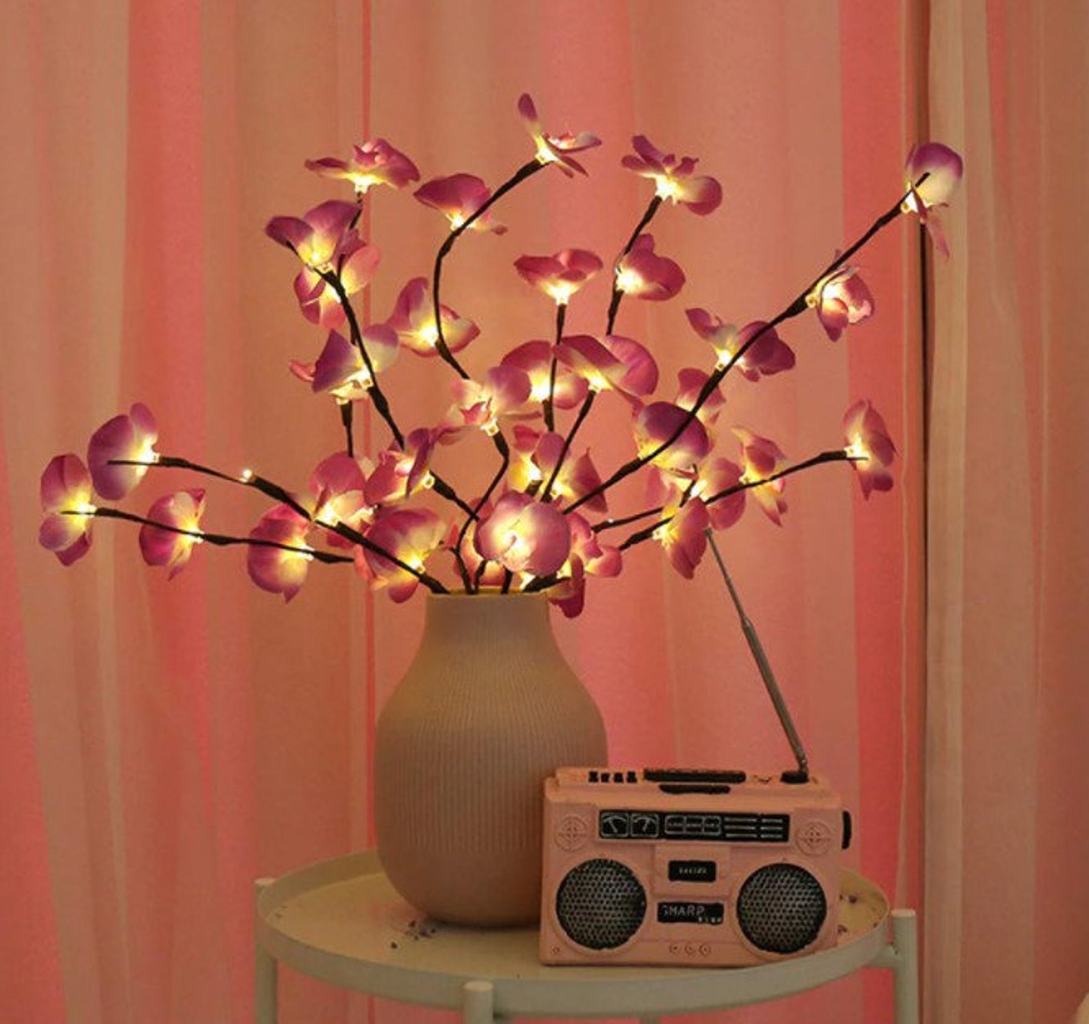 Orchid Lights Tree Cute Table Lamp Orchids Led Lamps Etsy