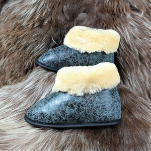 Lamsleer pantoffels, chuni, hutschoenen grijs crash - W1194A