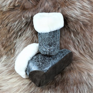 Lamsleer Slippers Chuny Hut Schoenen Bont Sokken grijs Crush - W1192A