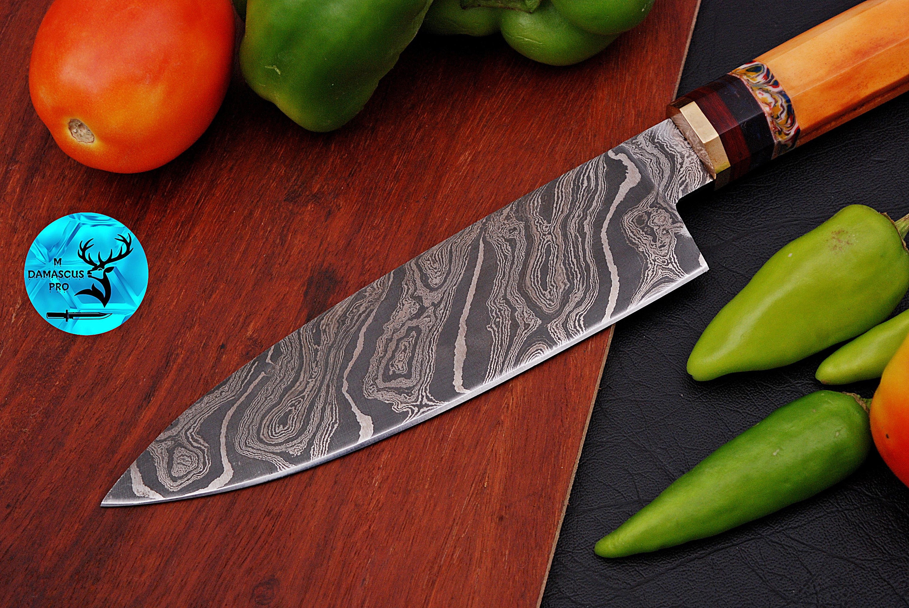Custom made damascus steel chef knife hand steel Etsy