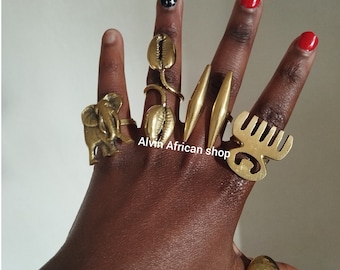 5 anillos de latón, anillos de latón al por mayor, anillos de declaración, anillos de latón ajustables, anillos de latón boho, anillos de latón africanos, anillos de latón grandes