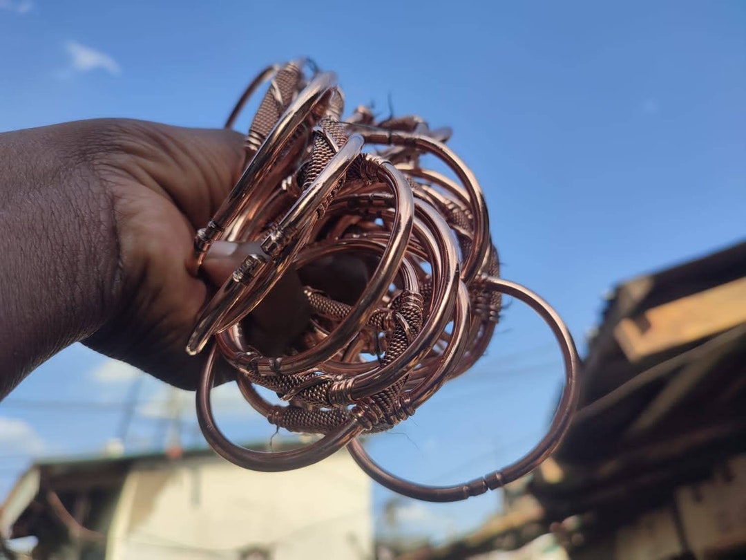 4 African Copper Bracelets,wholesale Copper Ankh Bracelets, Copper