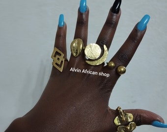 5 brass rings,wholesale brass rings,statement rings,adjustable brass rings,boho brass rings,African brass rings,big brass rings