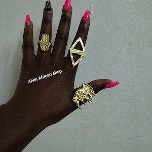 3 brass rings,wholesale brass rings,statement rings,adjustable brass rings,boho brass rings,African brass rings,big brass rings.