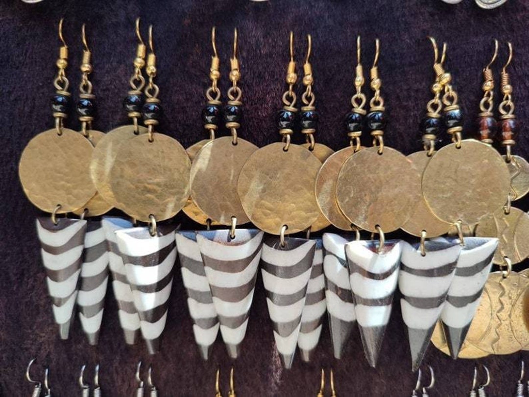 10 Wholesale Brass Earrings Brass and Bone Earrings Kenyan Etsy