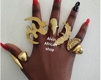 5 brass rings,wholesale brass rings,statement rings,adjustable brass rings,boho brass rings,African brass rings,big brass rings