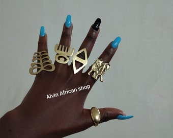 5 brass rings,wholesale brass rings,statement rings,adjustable brass rings,boho brass rings,African brass rings,big brass rings