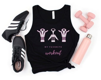 Funny Wine Shirt, Wine Lover Gift, My Favorite Workout Shirt, Brunch Shirt, Wine Workout Shirt, Corkscrew Shirt, Wine Drinkers Shirt