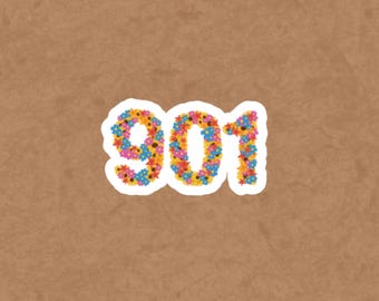 901 Memphis, TN Area Code Sticker, Memphis Sticker, Tennessee sticker, Memphis Tigers, Memphis Grizzlies, I Love Memphis, Memphis Gifts, 901