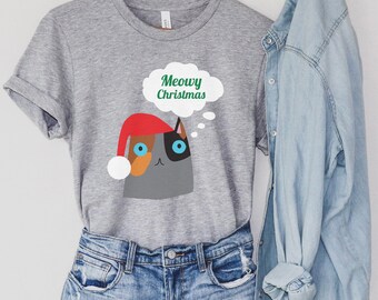 Meowy Christmas Shirt, Cat Shirts For Women, Meowy Catmas Christmas Shirt, Funny Cats Shirt, Kitty Gift Shirt, Merry Christmas Family Shirt