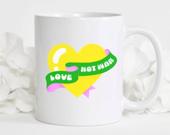 Make Love Not War, Ukraine Heart Mug, Anti War Mug, Stop War Mug, Peace In Ukraine, World Peace Mug, Human Rights Mug, Protest Mug, Ukraine