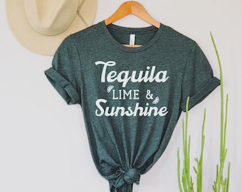 Tequila Lime & Sunshine, Cinco De Mayo Shirt, Tequila Shirt, Bachelorette Party, Vacation Shirt, Party Shirt, Mexico Trip Shirt, Fiesta Top