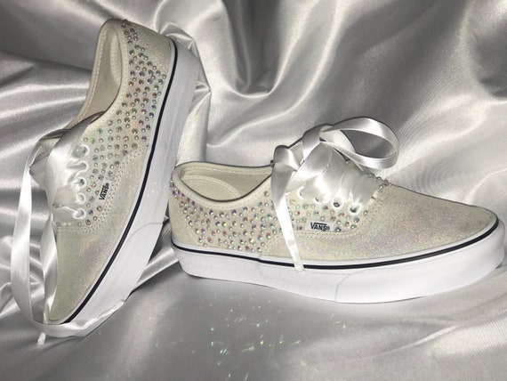 bedazzled white vans