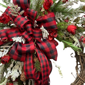 Christmas Wreath for Front Door, Double Door Christmas Wreath, Front Door Wreath for Winter, Traditional Grapevine Holiday image 3