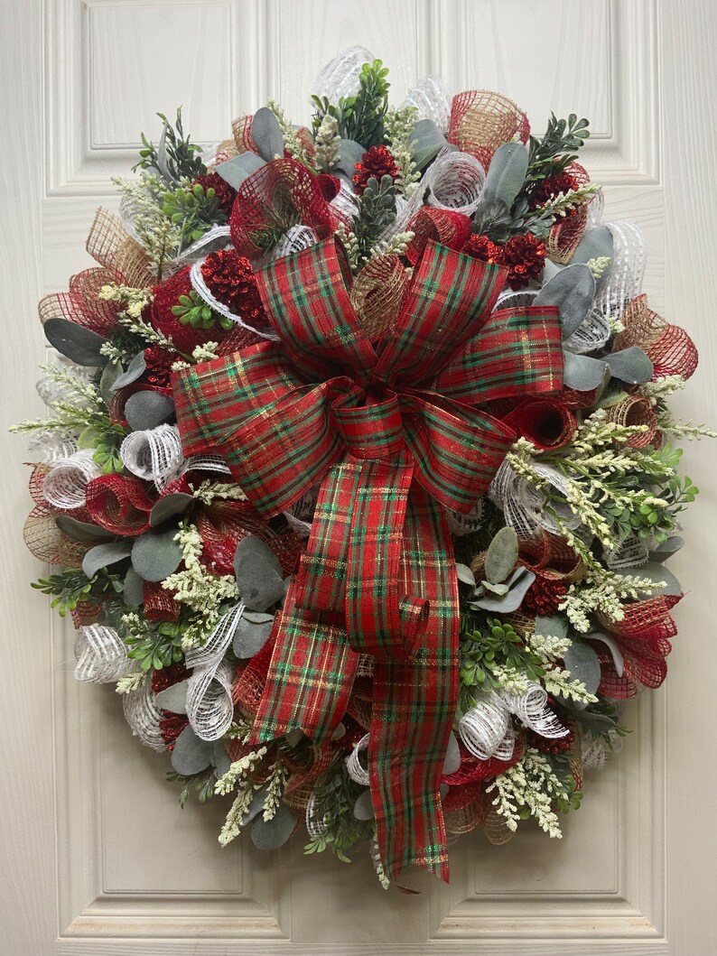 Traditional Christmas Wreath for Front Door Large Oval - Etsy