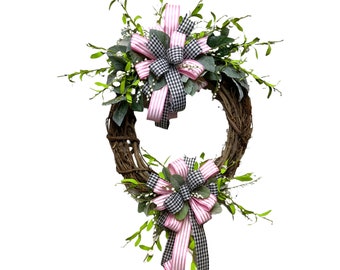 Pink and White Door Wreath