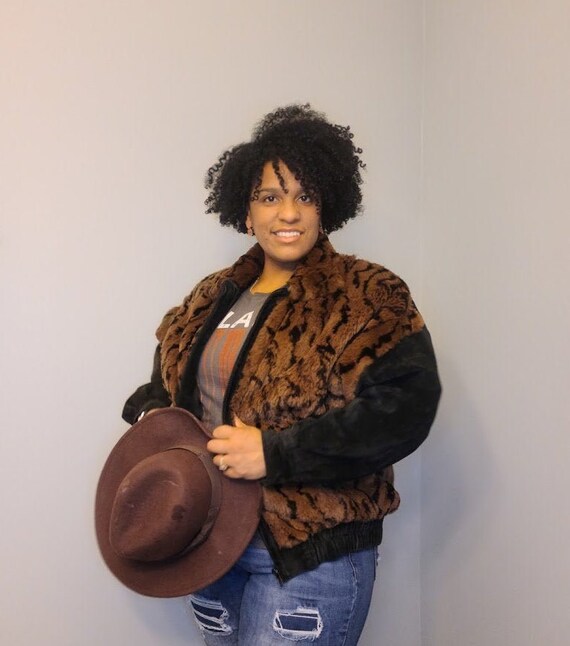 Black & Brown Faux Fur/Leather Jacket