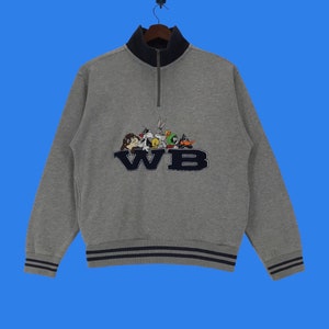 Vintage Warner Bors Family Entertainment Logo Embroidery Spellout WB Warner Bros Cartoon Character Pullover XSmall Size Vintage Sweatshirt.