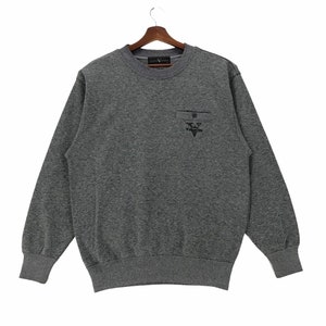 Vintage 90s Rodhos Valentino Sweatshirt Crewneck Embroidery Spellout Rodhos Valentino Pocket Pullover Size Medium.