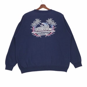 Vintage Wave Surfboard Of Vintage Collection Sweatshirt Spellout Wave Surfboards Surf Style Pullover Large Size Vintage Sweatshirt.