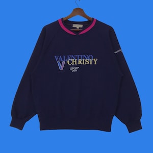 90's VALENTINO バレンチノクリスティ　ビックロゴ切り替えトレーナー Valentino Christy - Etsy
