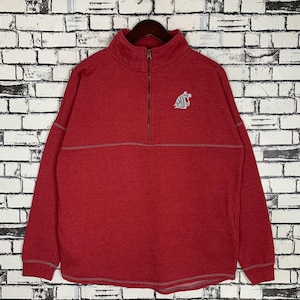 Vintage Washington State University WSU Cougars Small Logo Half Zip Sweatshirt