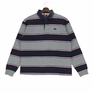 Vintage Canterbury Of New Zealand Stripe Collar Sweatshirt Small Logo Canterbury Pullover Large Size Vintage Sweatshirt.