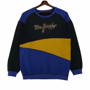 Vintage 90s Mr.Junko Japanese Brand Sweatshirt Crewneck Spellout Mr.Junko Koshino Designer Pullover Block Colour Size Large.
