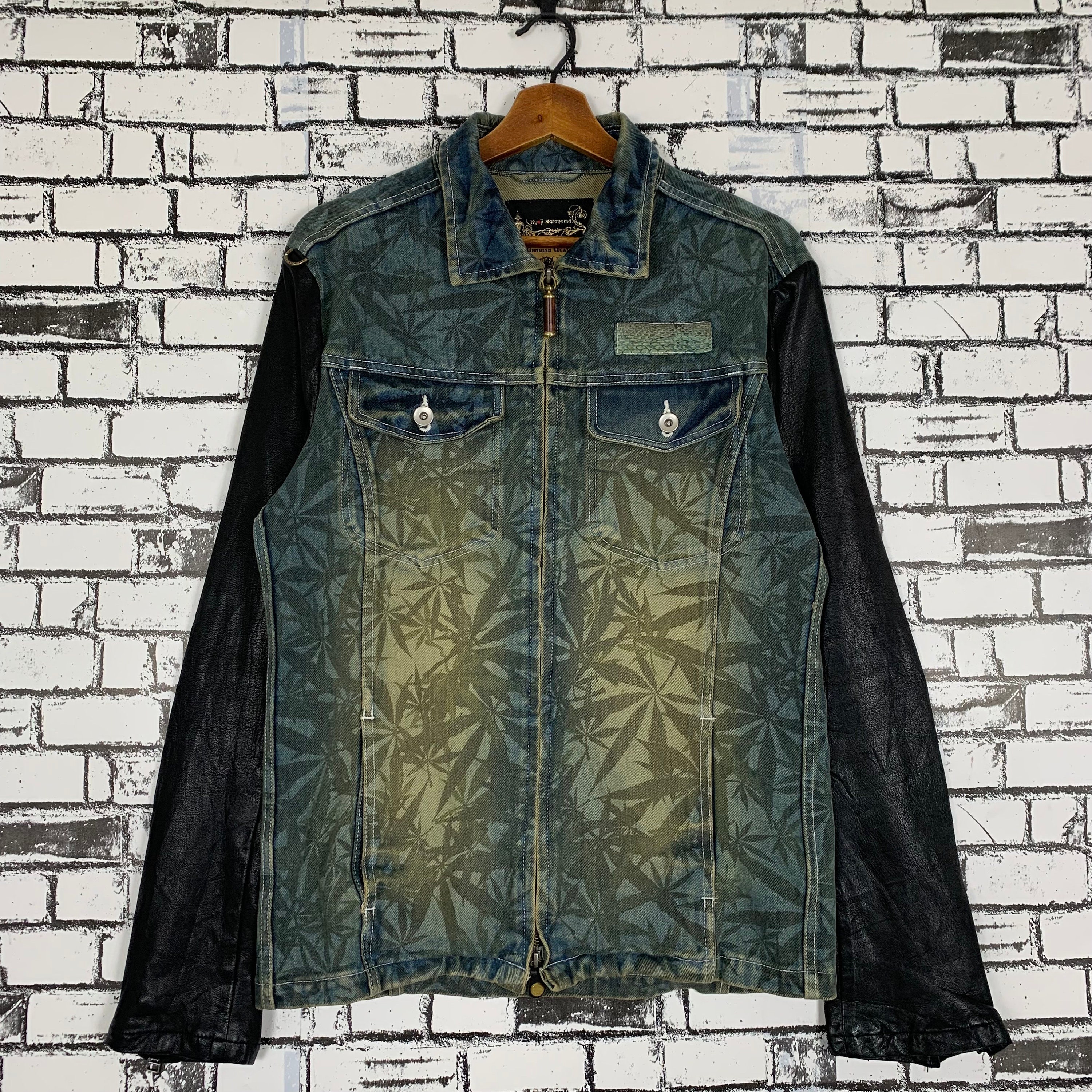 Kyoji Maruyama Denim Jacket: Soft Wash With Leather Sleeves - Etsy