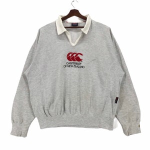 Vintage 90s Canterbury Of New Zealand Rugby Shirt Sweatshirt Embroidery Big Logo Canterbury Pullover Size Large
