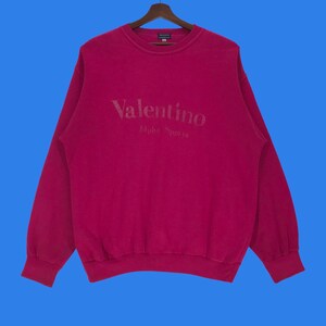 Vintage 90s Valentino Alpha Sports Sweatshirt Embroidery Logo Valentino Alpha Sports Fashion Pullover Large Size Vintage Sweatshirt.