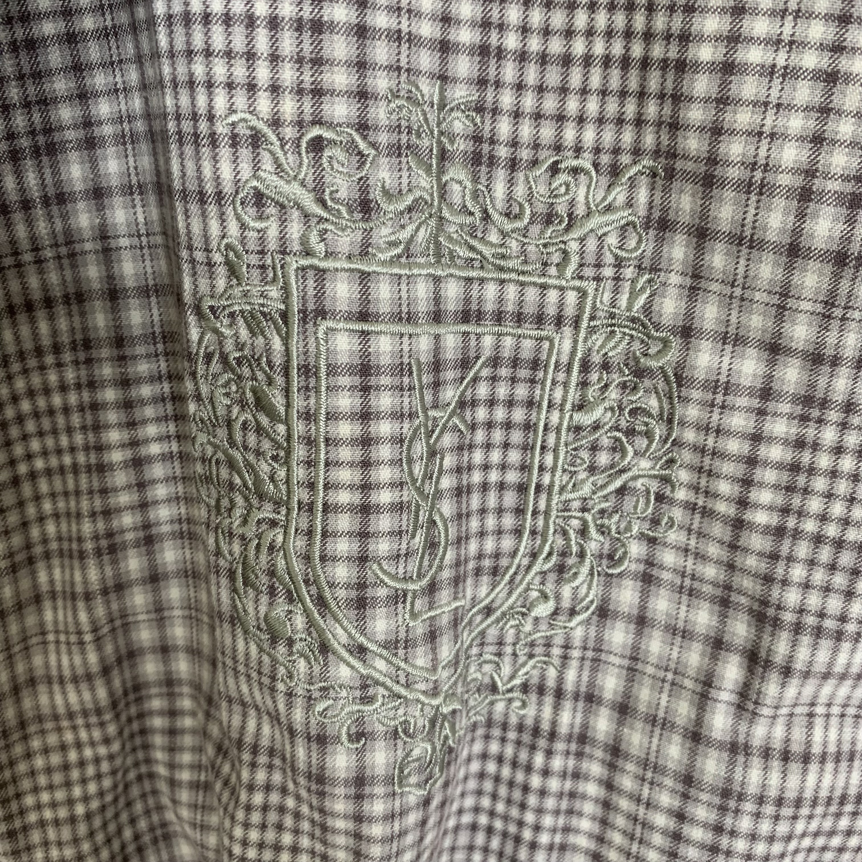 ヴィンテージ イヴ・サンローラン チェック柄 ロングコート ローブ 