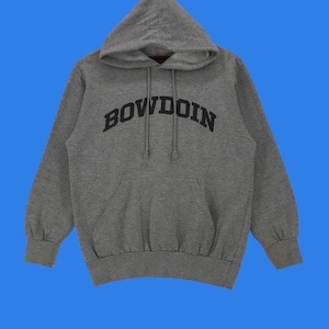 Vintage Bowdoin College Hoodie Sweatshirt Spellout Bowdoin Pullover Jumper Medium Size