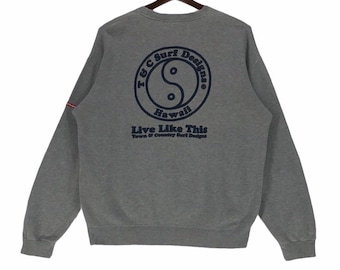 Vintage T&C Surf Design Crewneck Sweatshirt - Town Country Hawaii (Large)