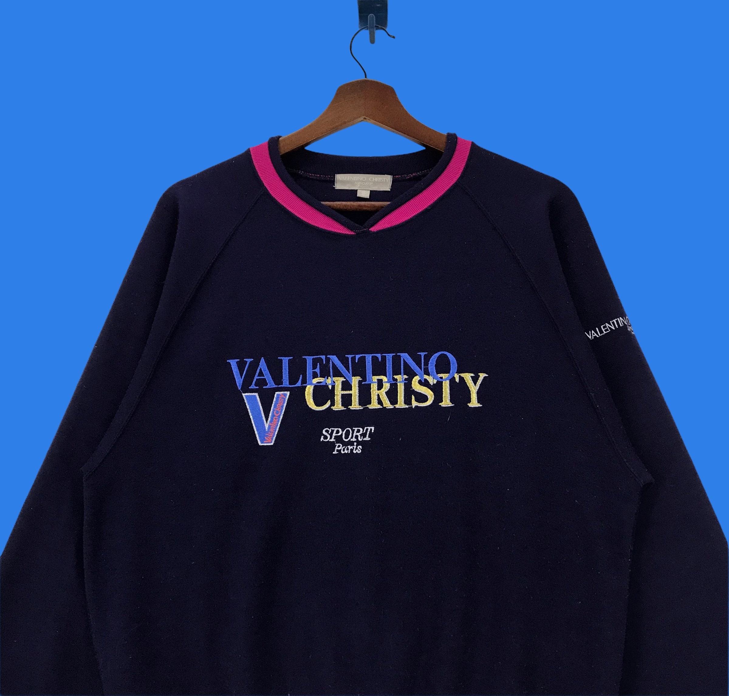 Vintage 90s Valentino Christy Sweatshirt: Designer Embroidery