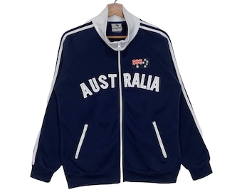 Vintage Australien Jacke Up Zip Stickerei Spellout Australia City Pullover Größe S