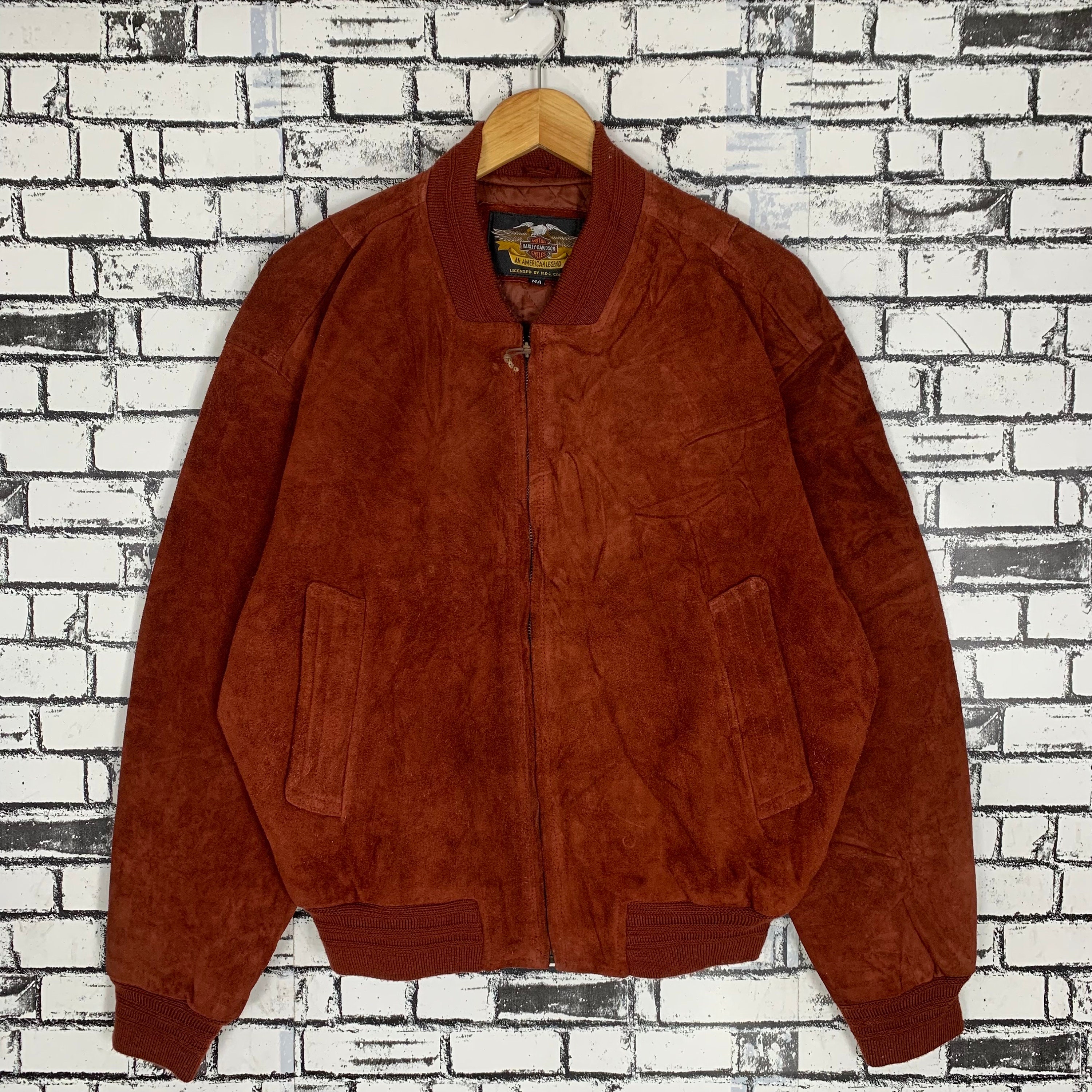 Vintage Harley Davidson Suede Leather Bomber Jacket - Etsy