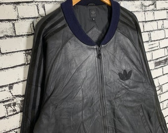 ジャケット・アウター remake\"vintage adidas leather jacket Vtg Adidas Leather Jacket “Best Of Times” “Player” Rare! Size