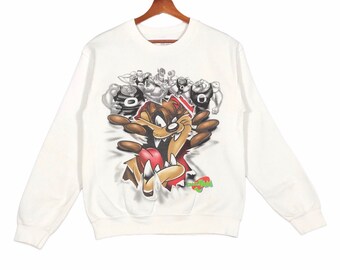 Sudadera vintage de dibujos animados de Space Jam, jersey de película de comedia deportiva animada de acción en vivo estadounidense Space Jam, talla XSmall.