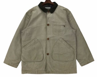 Vintage 90s L.L.Bean Duck Jacket Workwear L.L.Bean Outdoor Clothing Pullover Size Medium.