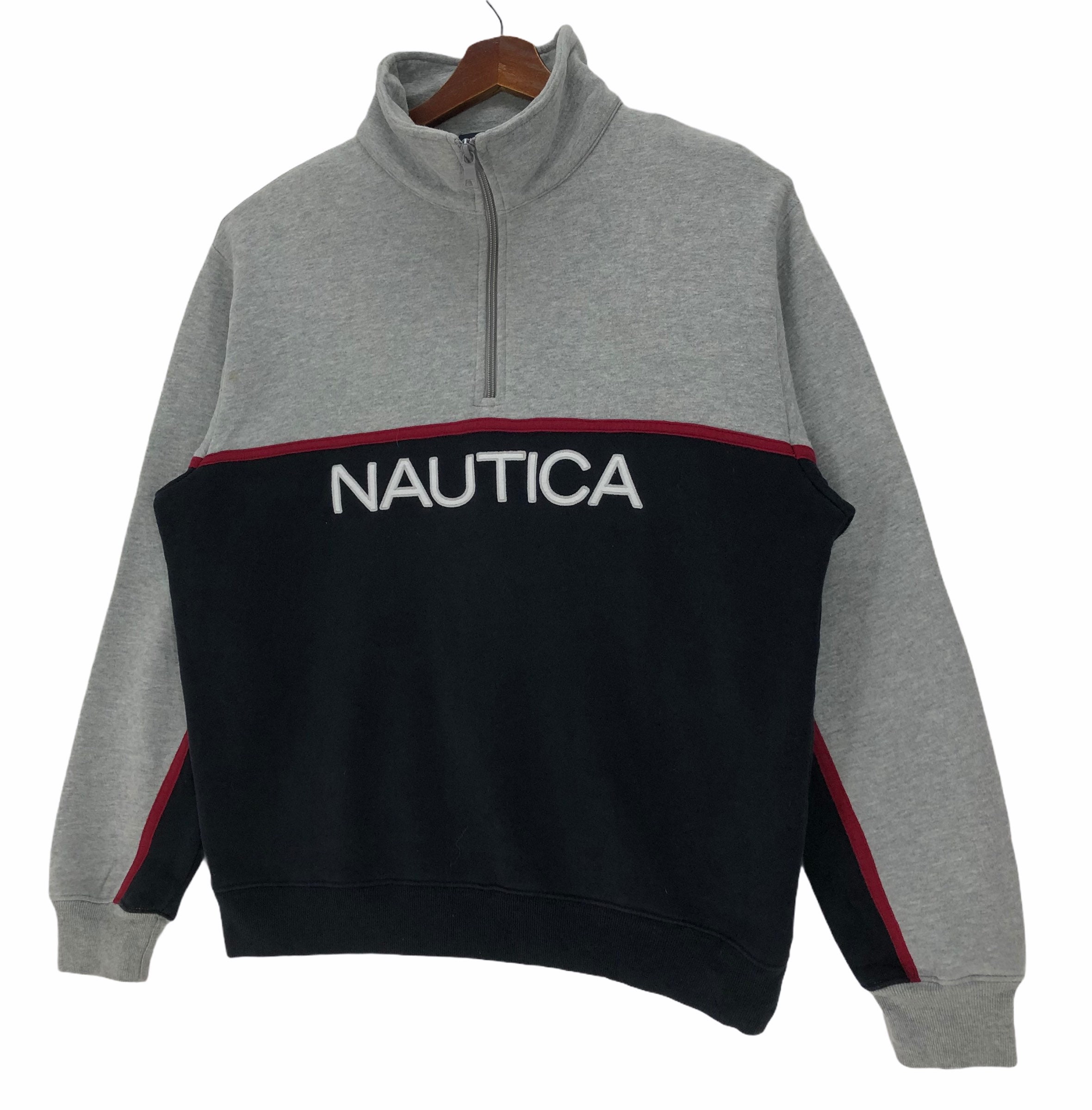 Vintage Nautica Half Zip Sweatshirt: Embroidered Pullover, Size 
