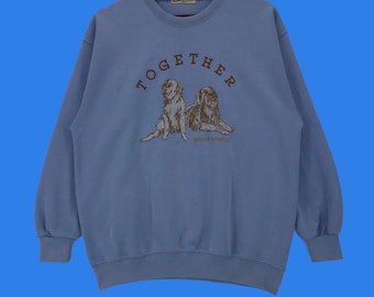 Vintage Dog Embroidery Sweatshirt Embroidery Dog Sweater Pullover Medium Size