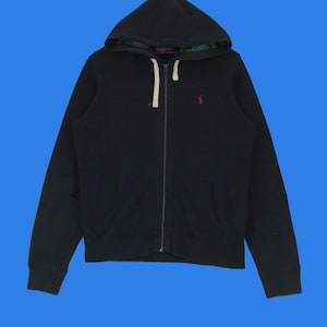 Vintage Polo Ralph Lauren Hoodie Sweatshirt Small Logo Up Zip Pullover Jumper Medium Size Vintage Sweatshirt.