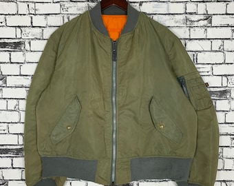 Vintage Alpha Industries Ma1 Bomber Jacket Reversible Size Xxlarge