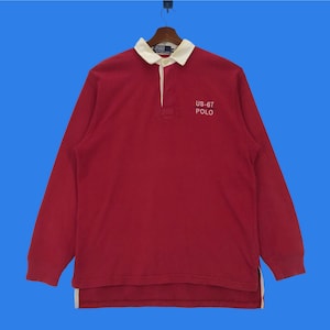 Vintage Polo By Ralph Lauren Collar Sweatshirt Spellout Us-67 Polo Ralph Lauren Pullover Jumper Medium Size Vintage Sweatshirt.