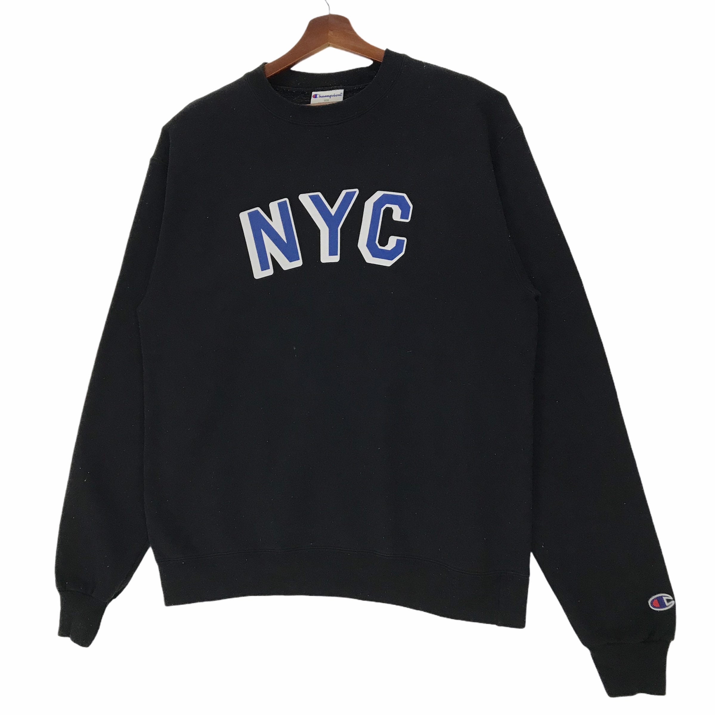 etavirp Logo Crewneck (Navy × Lemon) Vintage NYC Sweatshirt Crewneck New York City College of