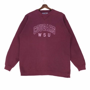 Vintage Washington State Cougars Football Sweatshirt Embroidery Spellout Cougars Wsu Pullover Jumper Large Size Vintage Sweatshirt.