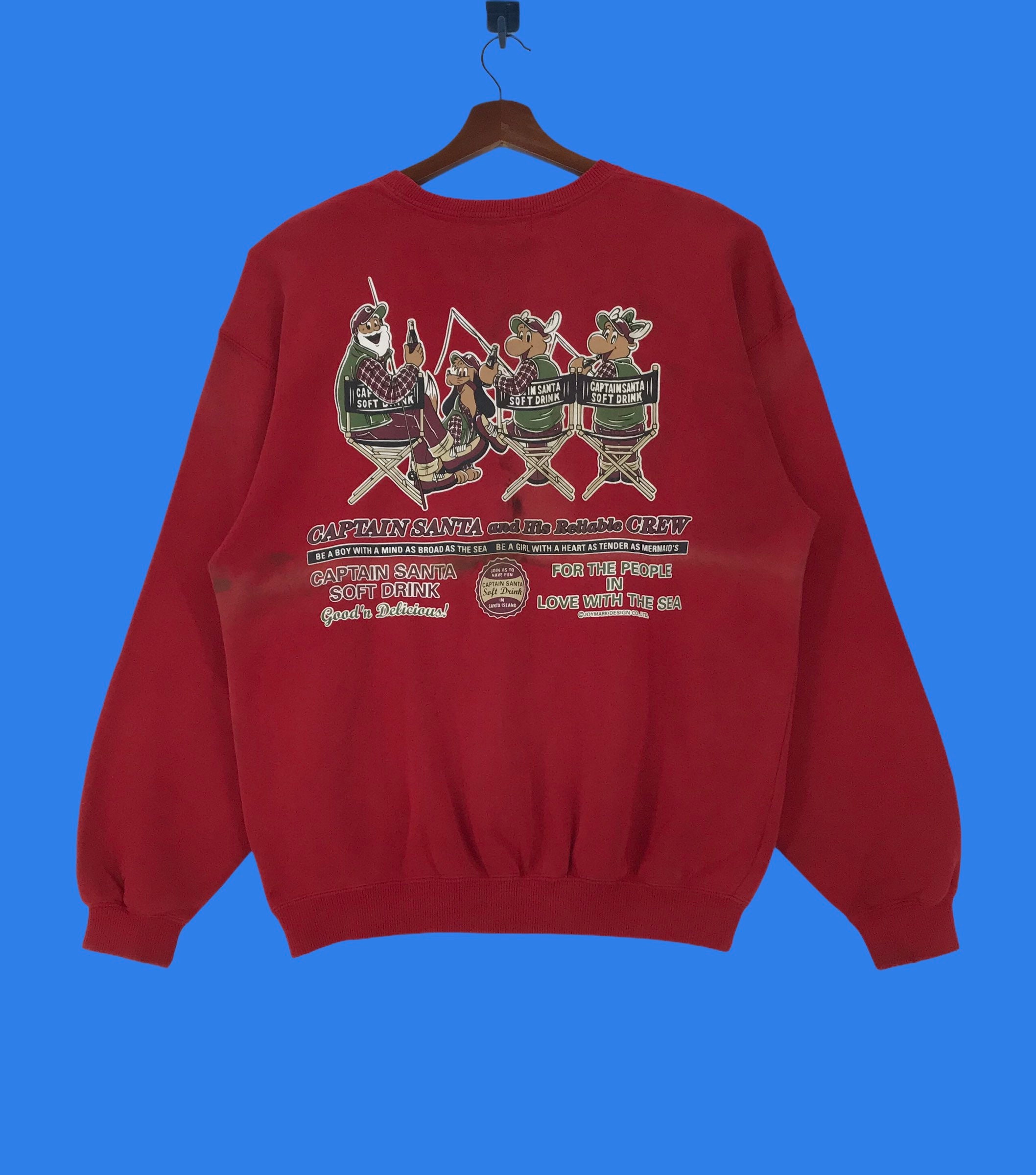 Vintage Captain Santa Sweatshirt Crewneck Captain Santa Soft Drink Pullover Jumper Medium Size Vintage Sweatshirt. Etsy